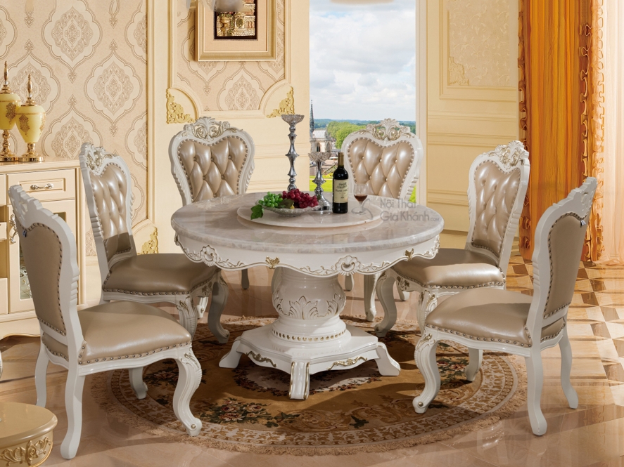 Bộ Bàn Ăn 8 Người Tân Cổ Điển 001
