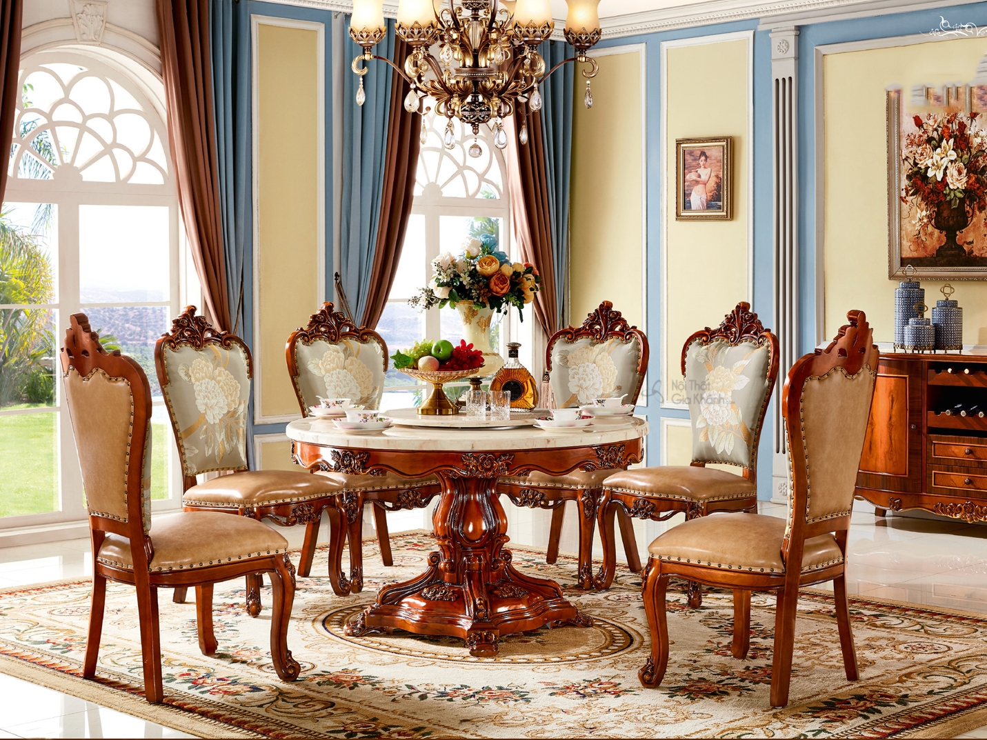 Chi tiết Bộ Bàn Ăn 8 Người Tân Cổ Điển 003
