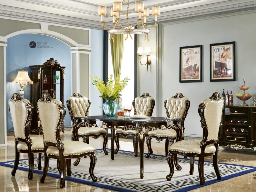 Chi tiết Bộ Bàn Ăn 8 Người Tân Cổ Điển 004
